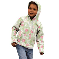 Anthurium Plumeria Lei Pastel Kid Hoodie Green Hawaiian Splendid Palaka LT01 - Polynesian Pride