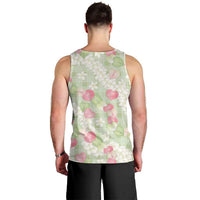 Anthurium Plumeria Lei Pastel Men Tank Top Green Hawaiian Splendid Palaka LT01 - Polynesian Pride