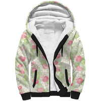 Anthurium Plumeria Lei Pastel Sherpa Hoodie Green Hawaiian Splendid Palaka LT01 Unisex Green - Polynesian Pride