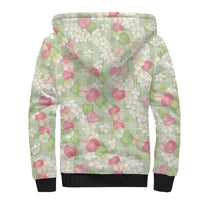 Anthurium Plumeria Lei Pastel Sherpa Hoodie Green Hawaiian Splendid Palaka LT01 - Polynesian Pride