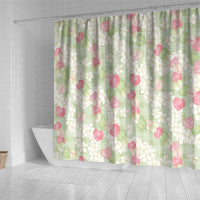 Anthurium Plumeria Lei Pastel Shower Curtain Green Hawaiian Splendid Palaka LT01 - Polynesian Pride