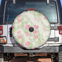 Anthurium Plumeria Lei Pastel Spare Tire Cover Green Hawaiian Splendid Palaka LT01 Green - Polynesian Pride