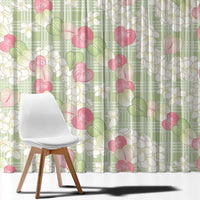 Anthurium Plumeria Lei Pastel Window Curtain Green Hawaiian Splendid Palaka LT01 - Polynesian Pride