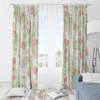 Anthurium Plumeria Lei Pastel Window Curtain Green Hawaiian Splendid Palaka LT01 - Polynesian Pride