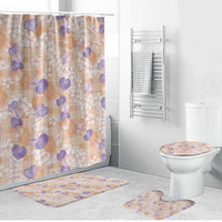 Anthurium Plumeria Lei Pastel Bathroom Set Orange Hawaiian Splendid Palaka LT01 Bathroom Set (4 pcs) Orange - Polynesian Pride