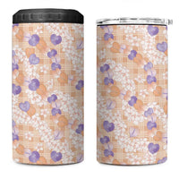 Anthurium Plumeria Lei Pastel 4 in 1 Can Cooler Tumbler Orange Hawaiian Splendid Palaka LT01 One Size: 16 oz Orange - Polynesian Pride