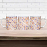 Anthurium Plumeria Lei Pastel Ceramic Mug Orange Hawaiian Splendid Palaka LT01 - Polynesian Pride