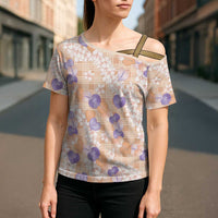 Anthurium Plumeria Lei Pastel Cross Shoulder Shirt Orange Hawaiian Splendid Palaka LT01 - Polynesian Pride