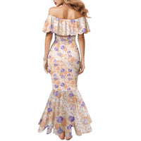 Anthurium Plumeria Lei Pastel Family Matching Mermaid Dress and Hawaiian Shirt Orange Hawaiian Splendid Palaka