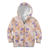 Anthurium Plumeria Lei Pastel Kid Hoodie Orange Hawaiian Splendid Palaka LT01 Zip Hoodie Orange - Polynesian Pride