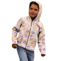 Anthurium Plumeria Lei Pastel Kid Hoodie Orange Hawaiian Splendid Palaka LT01 - Polynesian Pride
