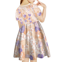 Anthurium Plumeria Lei Pastel Kid Short Sleeve Dress Orange Hawaiian Splendid Palaka LT01 - Polynesian Pride