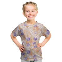 Anthurium Plumeria Lei Pastel Kid T Shirt Orange Hawaiian Splendid Palaka LT01 Orange - Polynesian Pride