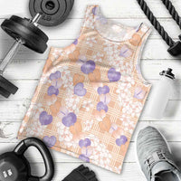 Anthurium Plumeria Lei Pastel Men Tank Top Orange Hawaiian Splendid Palaka LT01 - Polynesian Pride