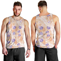 Anthurium Plumeria Lei Pastel Men Tank Top Orange Hawaiian Splendid Palaka LT01 - Polynesian Pride