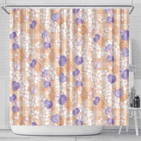 Anthurium Plumeria Lei Pastel Shower Curtain Orange Hawaiian Splendid Palaka LT01 - Polynesian Pride