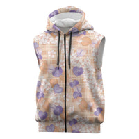 Anthurium Plumeria Lei Pastel Sleeveless Zip Hoodie Orange Hawaiian Splendid Palaka LT01 Orange - Polynesian Pride