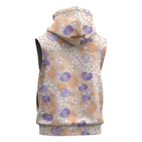 Anthurium Plumeria Lei Pastel Sleeveless Zip Hoodie Orange Hawaiian Splendid Palaka LT01 - Polynesian Pride