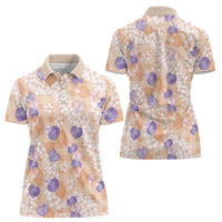 Anthurium Plumeria Lei Pastel Women Polo Shirt Orange Hawaiian Splendid Palaka LT01 - Polynesian Pride