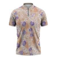 Anthurium Plumeria Lei Pastel Zipper Polo Shirt Orange Hawaiian Splendid Palaka LT01 Orange - Polynesian Pride