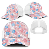 Anthurium Plumeria Lei Pastel Baseball Net Cap Pink Hawaiian Splendid Palaka LT01 - Polynesian Pride
