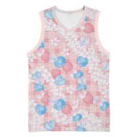 Anthurium Plumeria Lei Pastel Basketball Jersey Pink Hawaiian Splendid Palaka LT01 Unisex Pink - Polynesian Pride