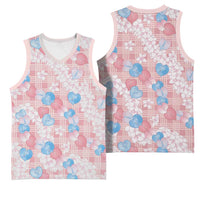 Anthurium Plumeria Lei Pastel Basketball Jersey Pink Hawaiian Splendid Palaka LT01 - Polynesian Pride