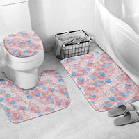Anthurium Plumeria Lei Pastel Bathroom Set Pink Hawaiian Splendid Palaka LT01 Mat Set Only (3 pcs) One Size Pink - Polynesian Pride