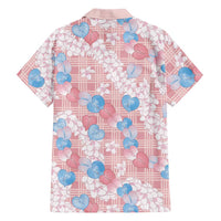 Anthurium Plumeria Lei Pastel Family Matching Off Shoulder Short Dress and Hawaiian Shirt Pink Hawaiian Splendid Palaka