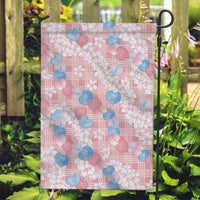 Anthurium Plumeria Lei Pastel Garden Flag Pink Hawaiian Splendid Palaka LT01 Garden Flag Pink - Polynesian Pride