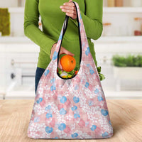 Anthurium Plumeria Lei Pastel Grocery Bag Pink Hawaiian Splendid Palaka LT01 - Polynesian Pride