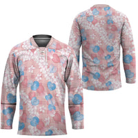 Anthurium Plumeria Lei Pastel Hockey Jersey Pink Hawaiian Splendid Palaka LT01 - Polynesian Pride