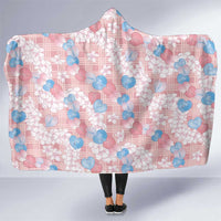 Anthurium Plumeria Lei Pastel Hooded Blanket Pink Hawaiian Splendid Palaka LT01 One Size Pink - Polynesian Pride