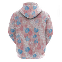Anthurium Plumeria Lei Pastel Hoodie Pink Hawaiian Splendid Palaka LT01 - Polynesian Pride