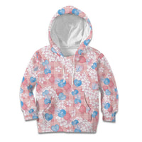 Anthurium Plumeria Lei Pastel Kid Hoodie Pink Hawaiian Splendid Palaka LT01 Hoodie Pink - Polynesian Pride