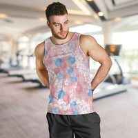 Anthurium Plumeria Lei Pastel Men Tank Top Pink Hawaiian Splendid Palaka LT01 Pink - Polynesian Pride