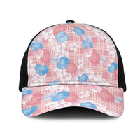 Anthurium Plumeria Lei Pastel Mesh Trucker Cap Pink Hawaiian Splendid Palaka LT01 One Size Black Pink - Polynesian Pride