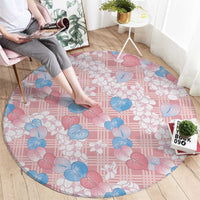 Anthurium Plumeria Lei Pastel Round Carpet Pink Hawaiian Splendid Palaka LT01 - Polynesian Pride