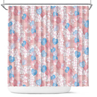 Anthurium Plumeria Lei Pastel Shower Curtain Pink Hawaiian Splendid Palaka LT01 Pink - Polynesian Pride
