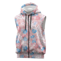 Anthurium Plumeria Lei Pastel Sleeveless Zip Hoodie Pink Hawaiian Splendid Palaka LT01 Pink - Polynesian Pride