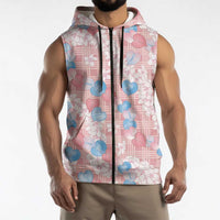 Anthurium Plumeria Lei Pastel Sleeveless Zip Hoodie Pink Hawaiian Splendid Palaka LT01 - Polynesian Pride