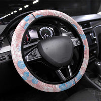 Anthurium Plumeria Lei Pastel Steering Wheel Cover Pink Hawaiian Splendid Palaka LT01 Universal Fit Pink - Polynesian Pride