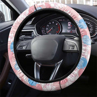 Anthurium Plumeria Lei Pastel Steering Wheel Cover Pink Hawaiian Splendid Palaka LT01 - Polynesian Pride