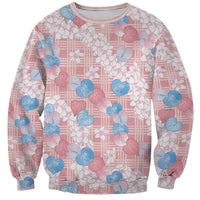 Anthurium Plumeria Lei Pastel Sweatshirt Pink Hawaiian Splendid Palaka LT01 Unisex Pink - Polynesian Pride
