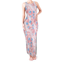 Anthurium Plumeria Lei Pastel Tank Maxi Dress Pink Hawaiian Splendid Palaka LT01 Women Pink - Polynesian Pride