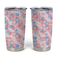 Anthurium Plumeria Lei Pastel Tumbler Cup Pink Hawaiian Splendid Palaka LT01 Pink - Polynesian Pride
