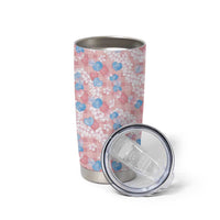 Anthurium Plumeria Lei Pastel Tumbler Cup Pink Hawaiian Splendid Palaka LT01 - Polynesian Pride