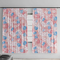Anthurium Plumeria Lei Pastel Window Curtain Pink Hawaiian Splendid Palaka LT01 With Hooks Pink - Polynesian Pride