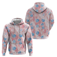 Anthurium Plumeria Lei Pastel Zip Hoodie Pink Hawaiian Splendid Palaka LT01 - Polynesian Pride