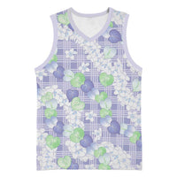 Anthurium Plumeria Lei Pastel Basketball Jersey Purple Hawaiian Splendid Palaka LT01 Unisex Purple - Polynesian Pride